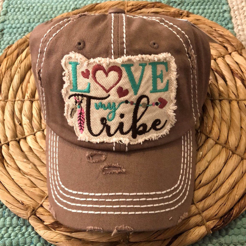 NWT - Embroidered “LOVE MY TRIBE” ball cap.  NEW!